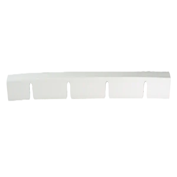 White plastic strip with hooks on a grid background