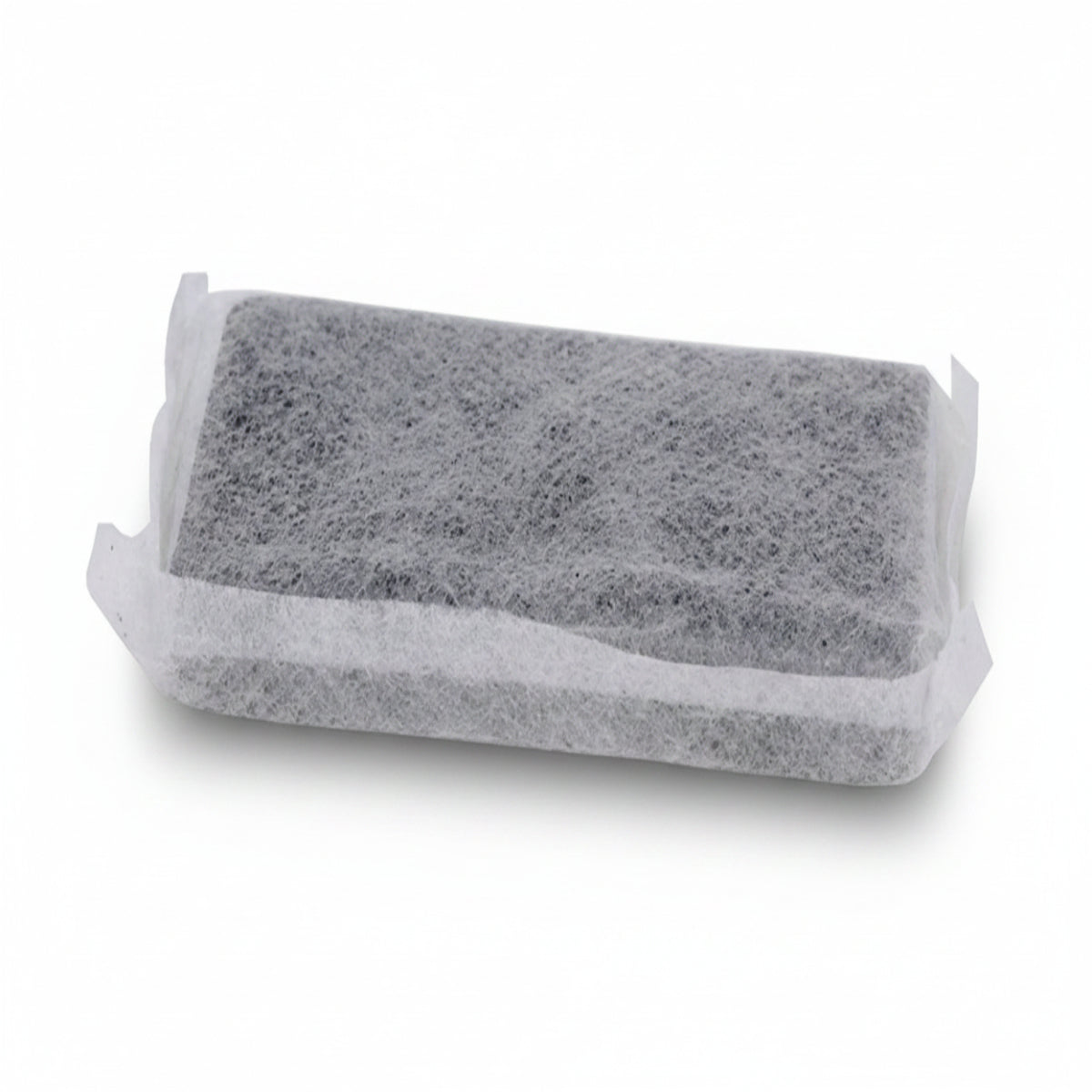 Rectangular gray filter with white edges on a white background