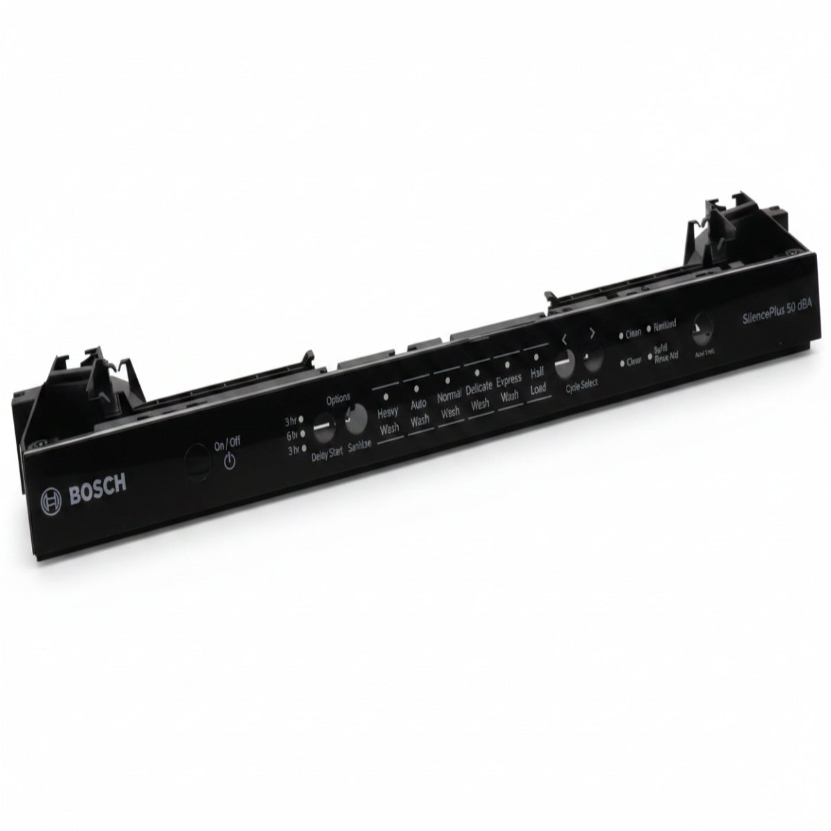 Bosch dishwasher control panel with various buttons and display