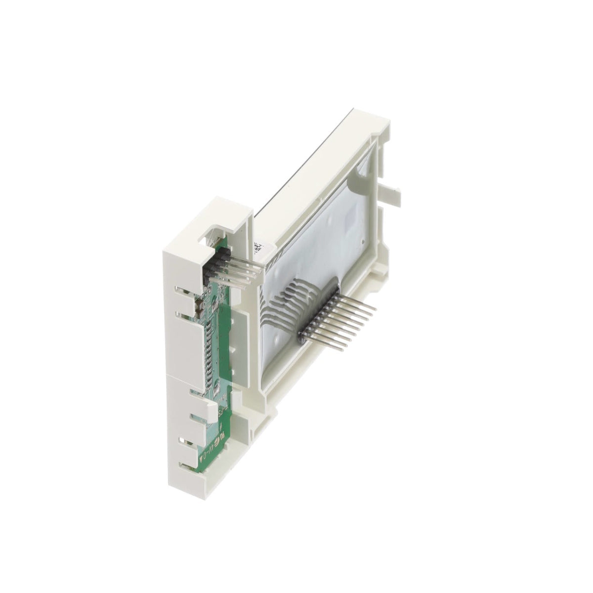 Electronic module with connectors on a white background