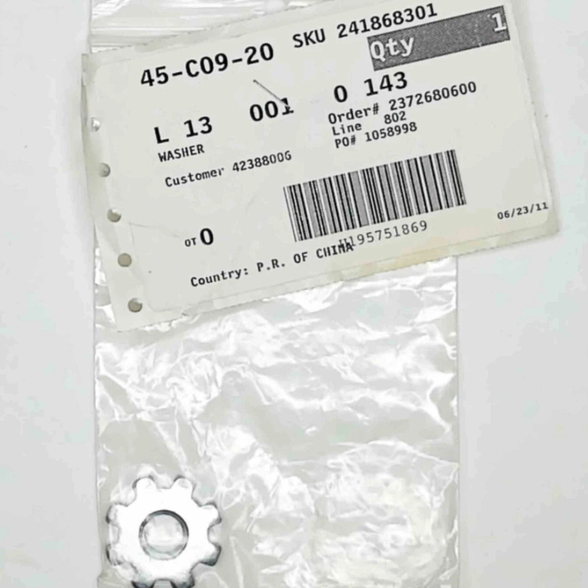 Frigidaire 241868301 WASHER