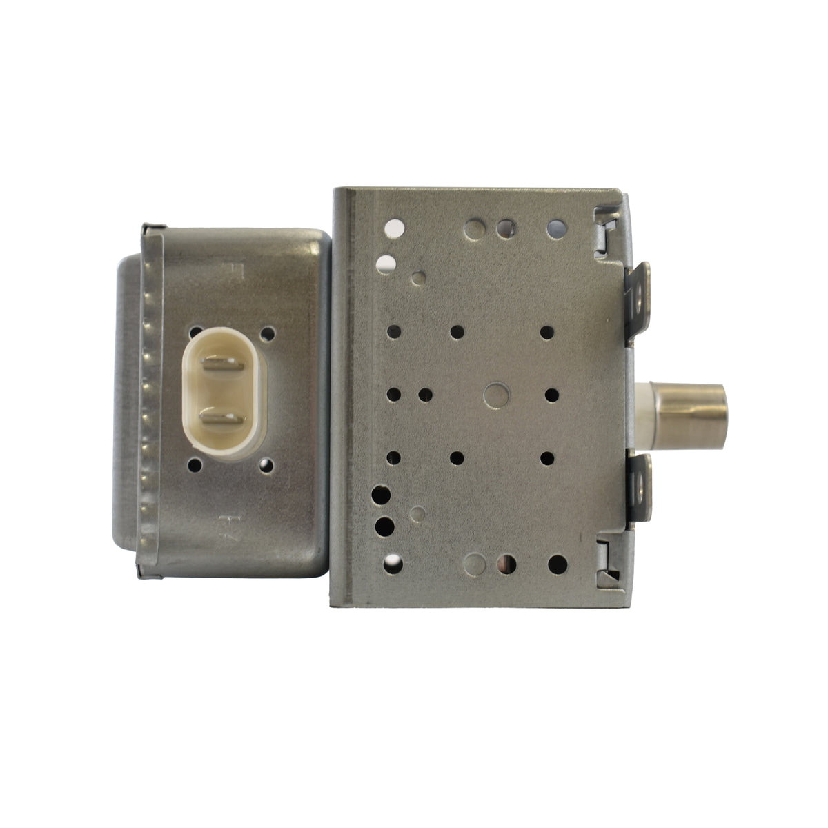 Metal lock mechanism on a white background