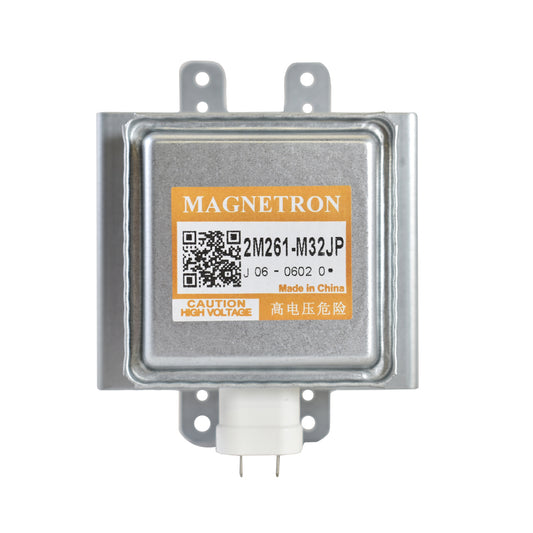 Magnetron with label and QR code on a white background