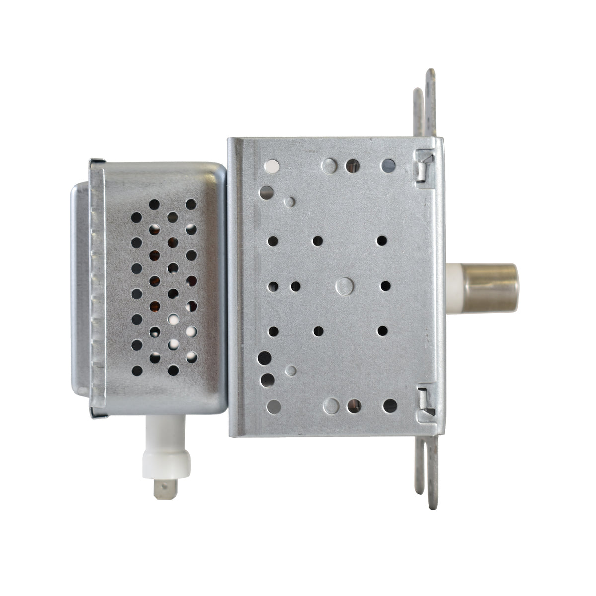 Metallic mechanical component on a white background