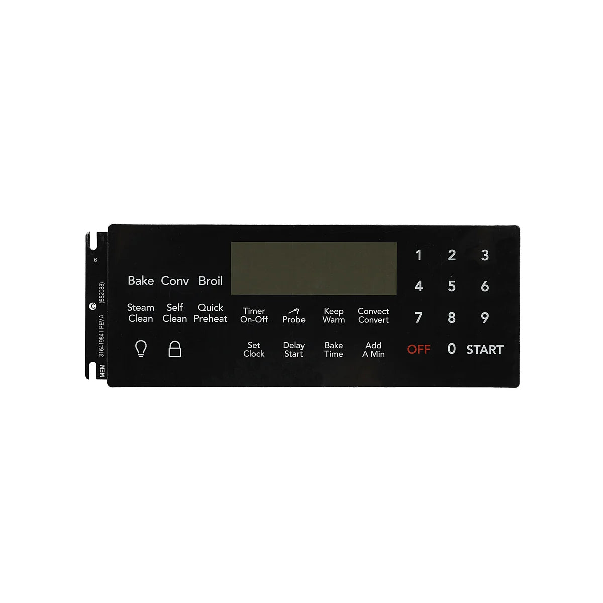 316419841 Frigidaire Range Overlay,Clock,Black