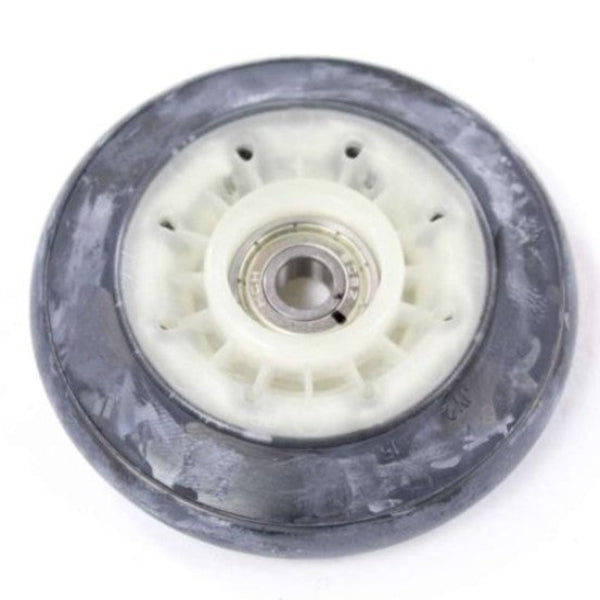 Wheel with a white inner core and gray outer rim on a white background