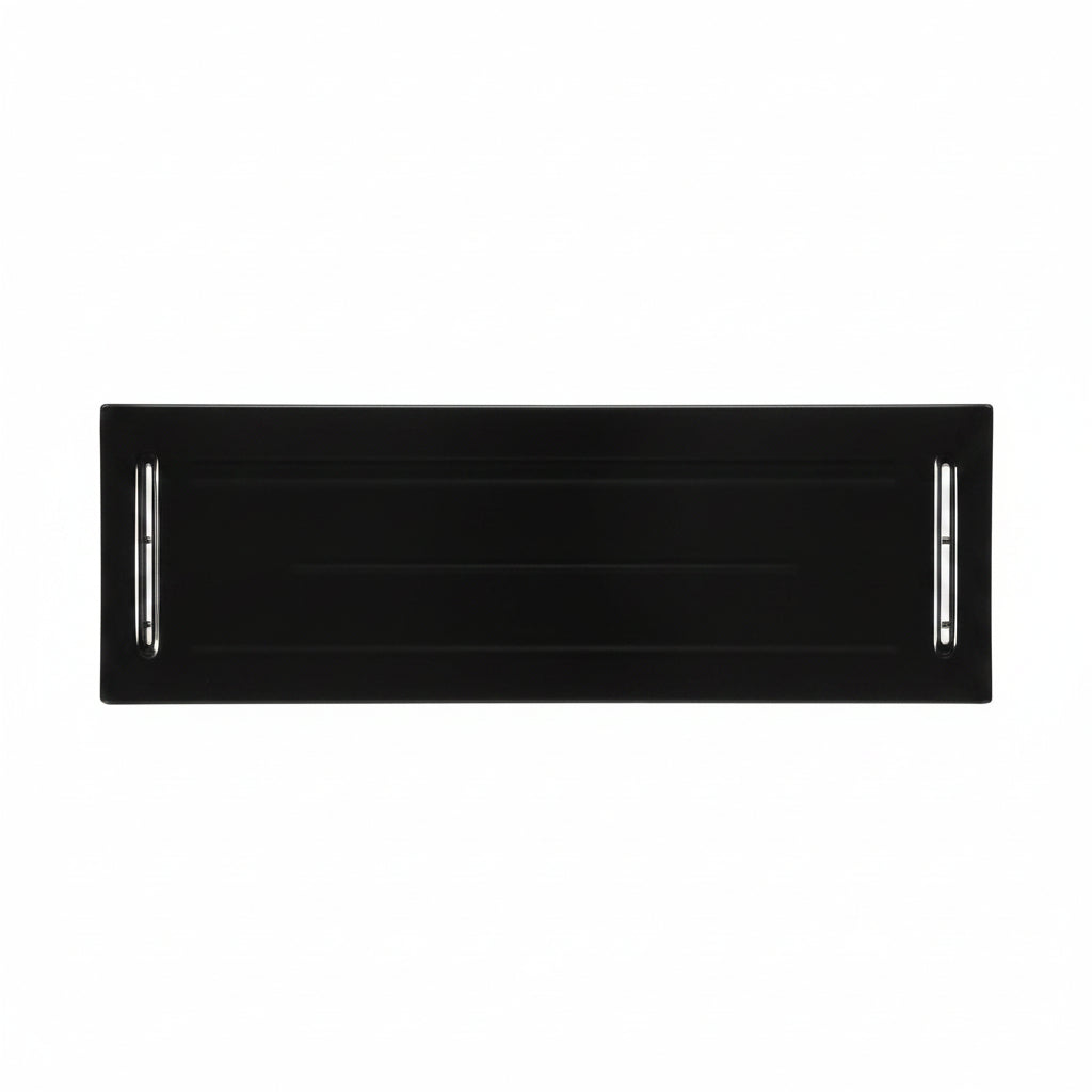 Black rectangular object on a grid background