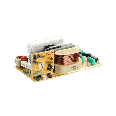 Electrical circuit board with various components on a white background