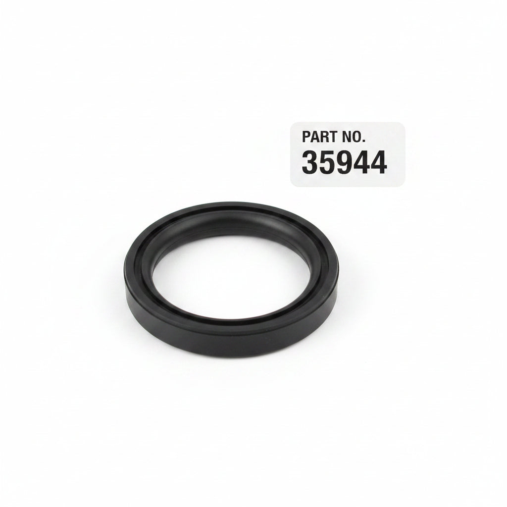 Black rubber seal in clear plastic packaging with a white label displaying a barcode and text.