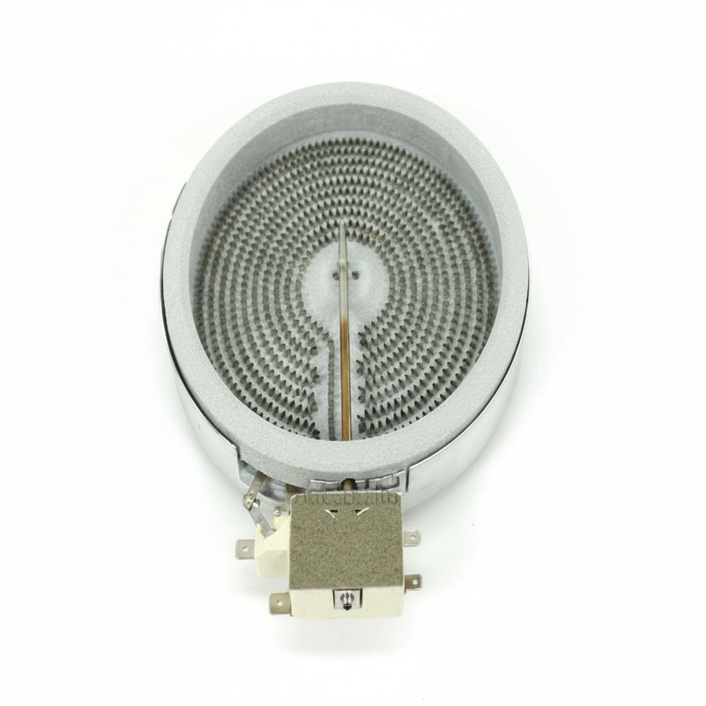 Round metal heating element with 'Factory Certified Parts' branding on a white background