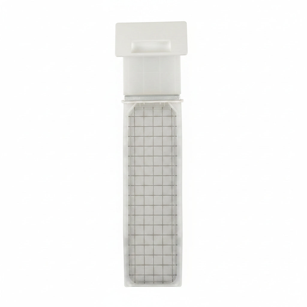 Rectangular plastic component on a grid background