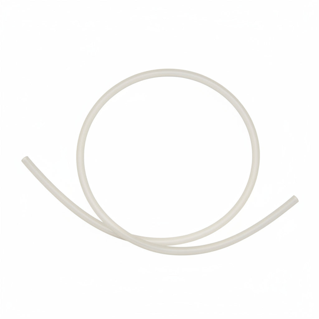 Clear silicone tube on a white background