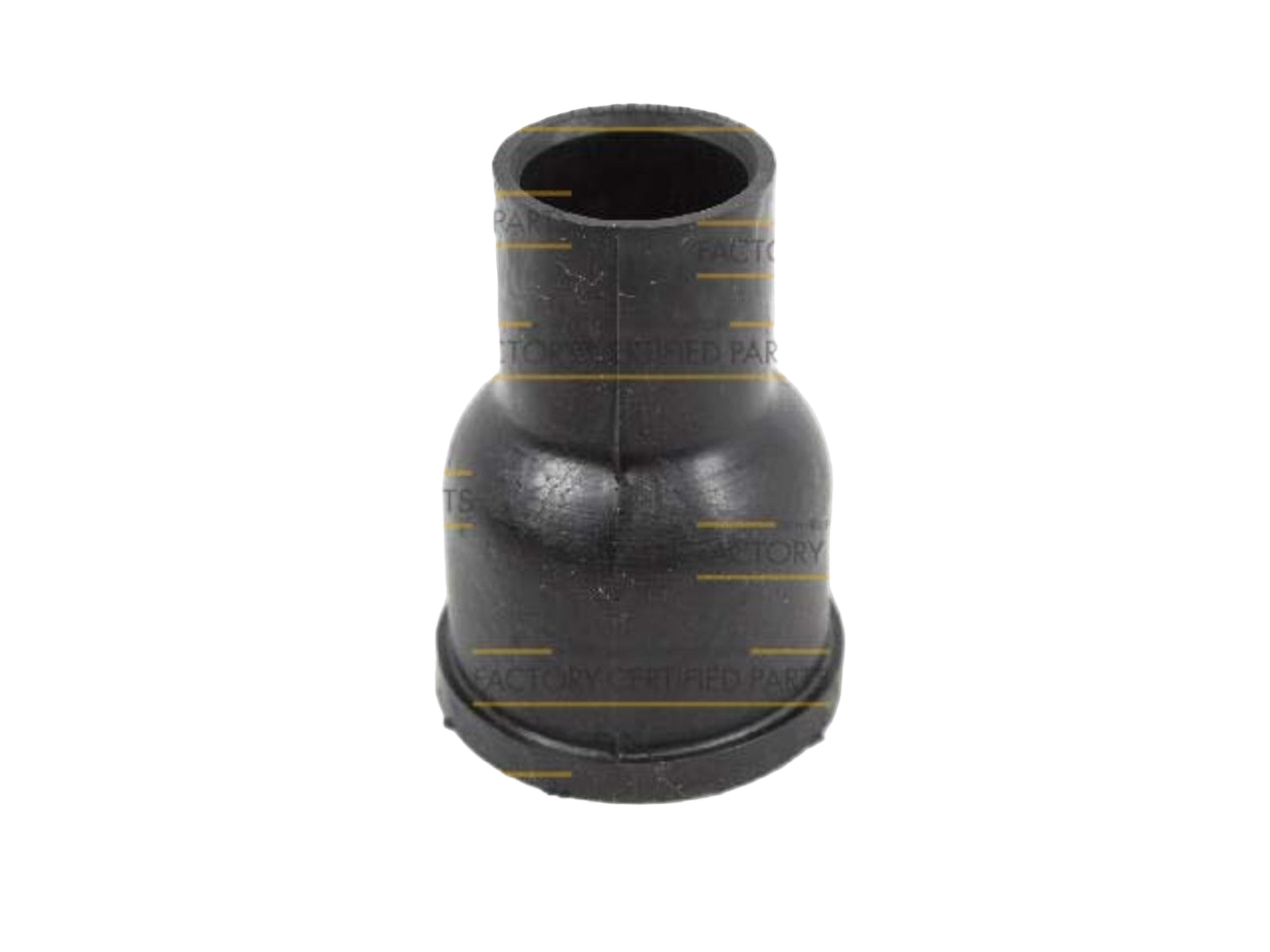 Black rubber hose fitting on a white background with 'Factory Certified Parts' text.
