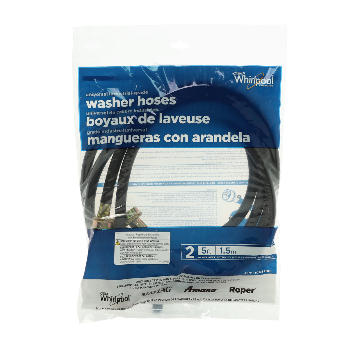 8212641RP Whirlpool Washer Fill Hose (2 Pack) - Appliance Parts Canada