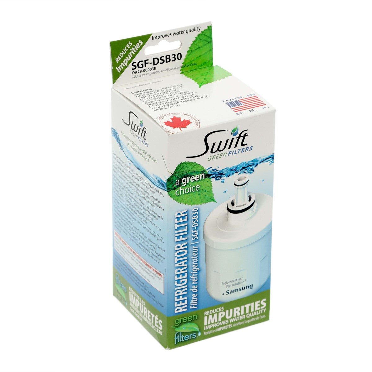 Swift Green Filter SGF-DSB30 Refrigerator Water Filter Replaces DA29-00003G, DA2900003AB - Appliance Parts Canada