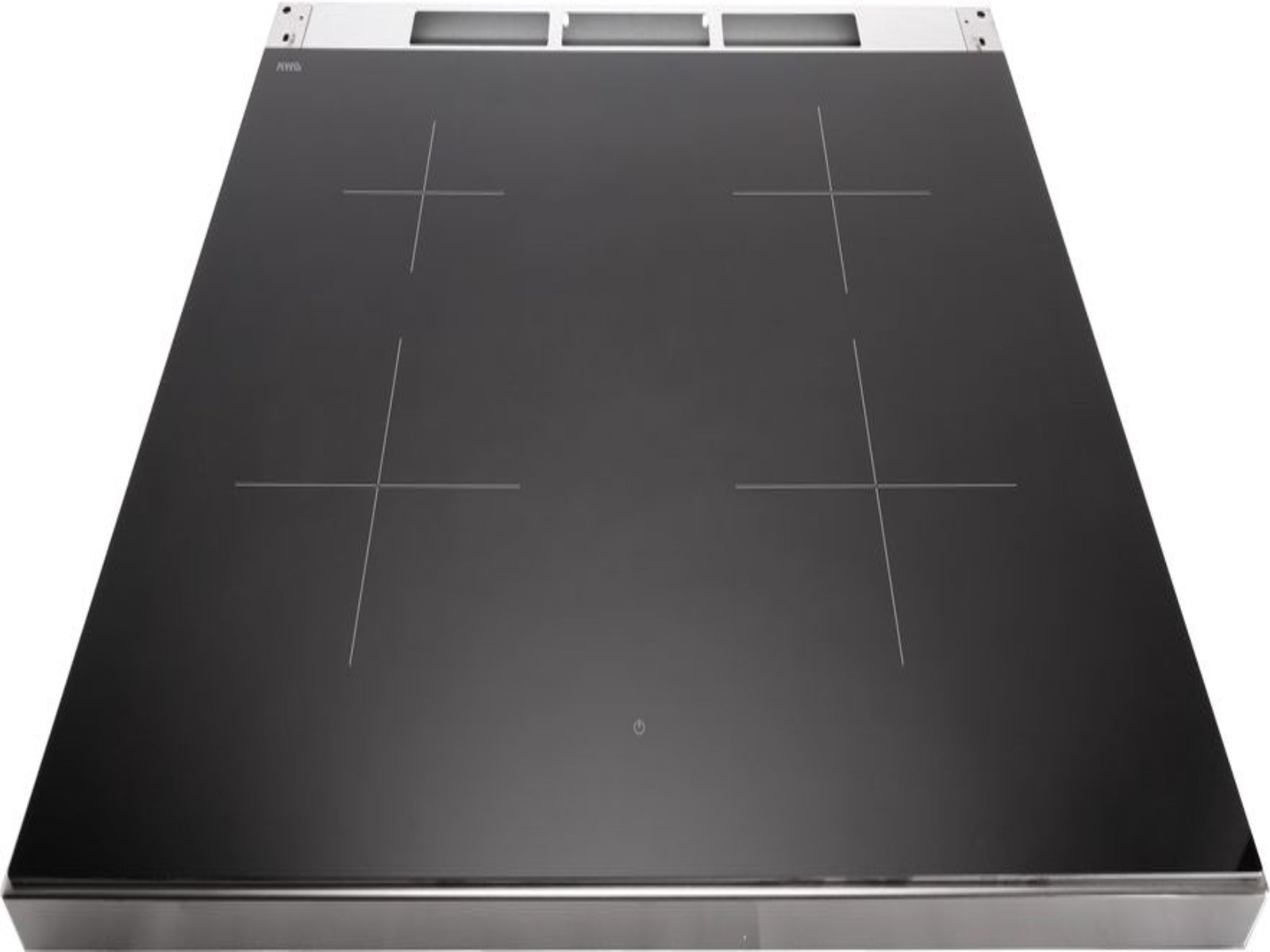 Stainless steel induction cooktop on a white background