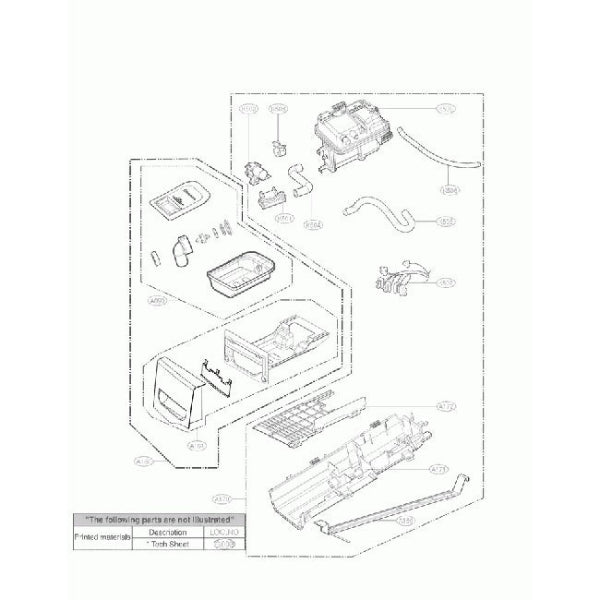 Technical diagram of a kitchen appliance with labeled parts on a white background