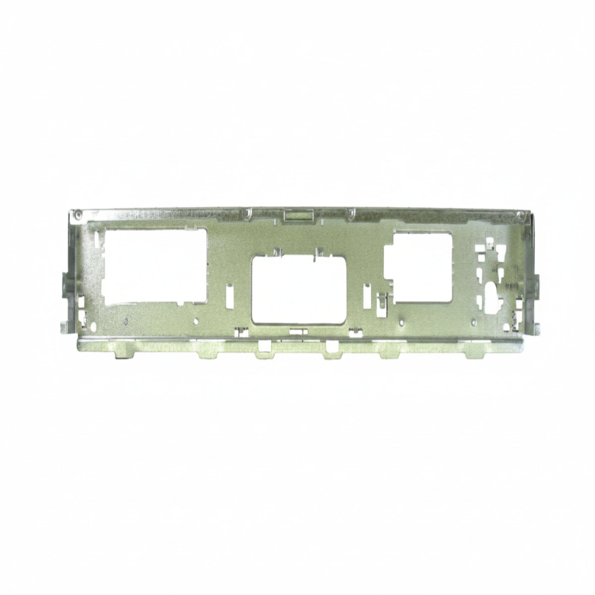 Metallic frame component on a grid background