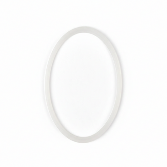 Clear rubber O-ring on a grid background