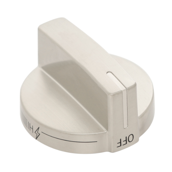 Stainless steel knob with 'OFF' and 'Hi' labels on a white background