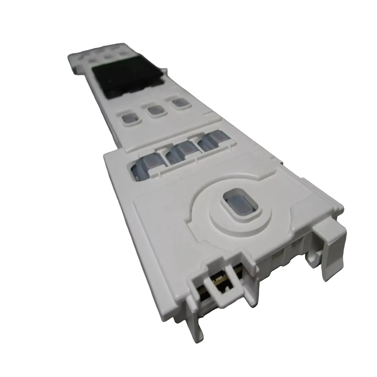 White electronic component on a gray background