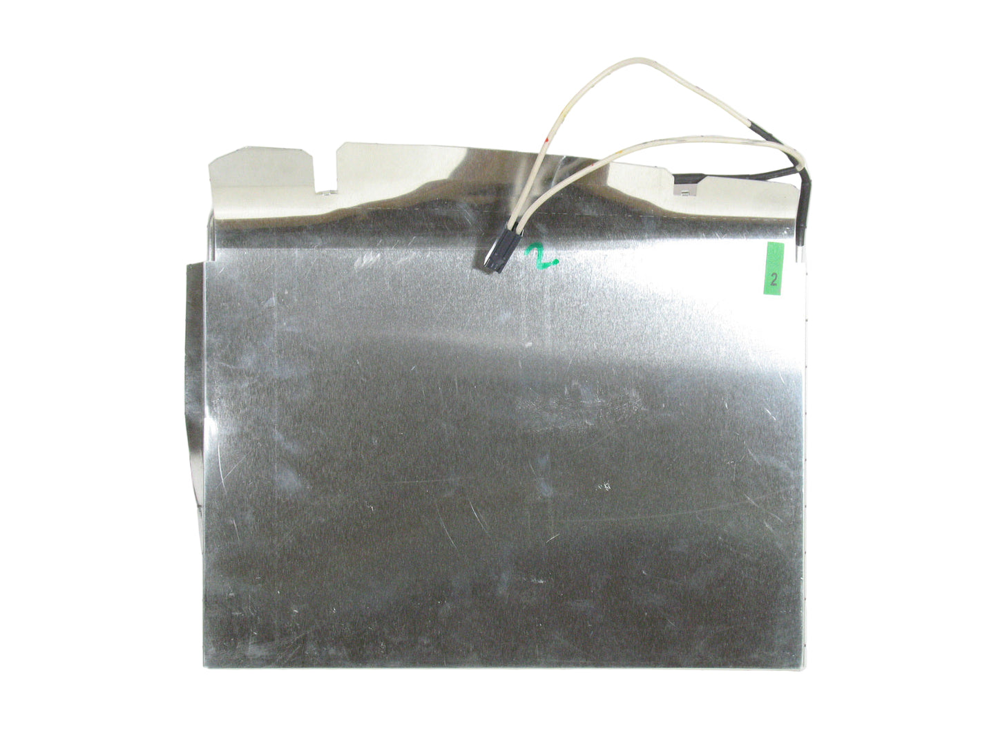 Metallic rectangular component on a grid background
