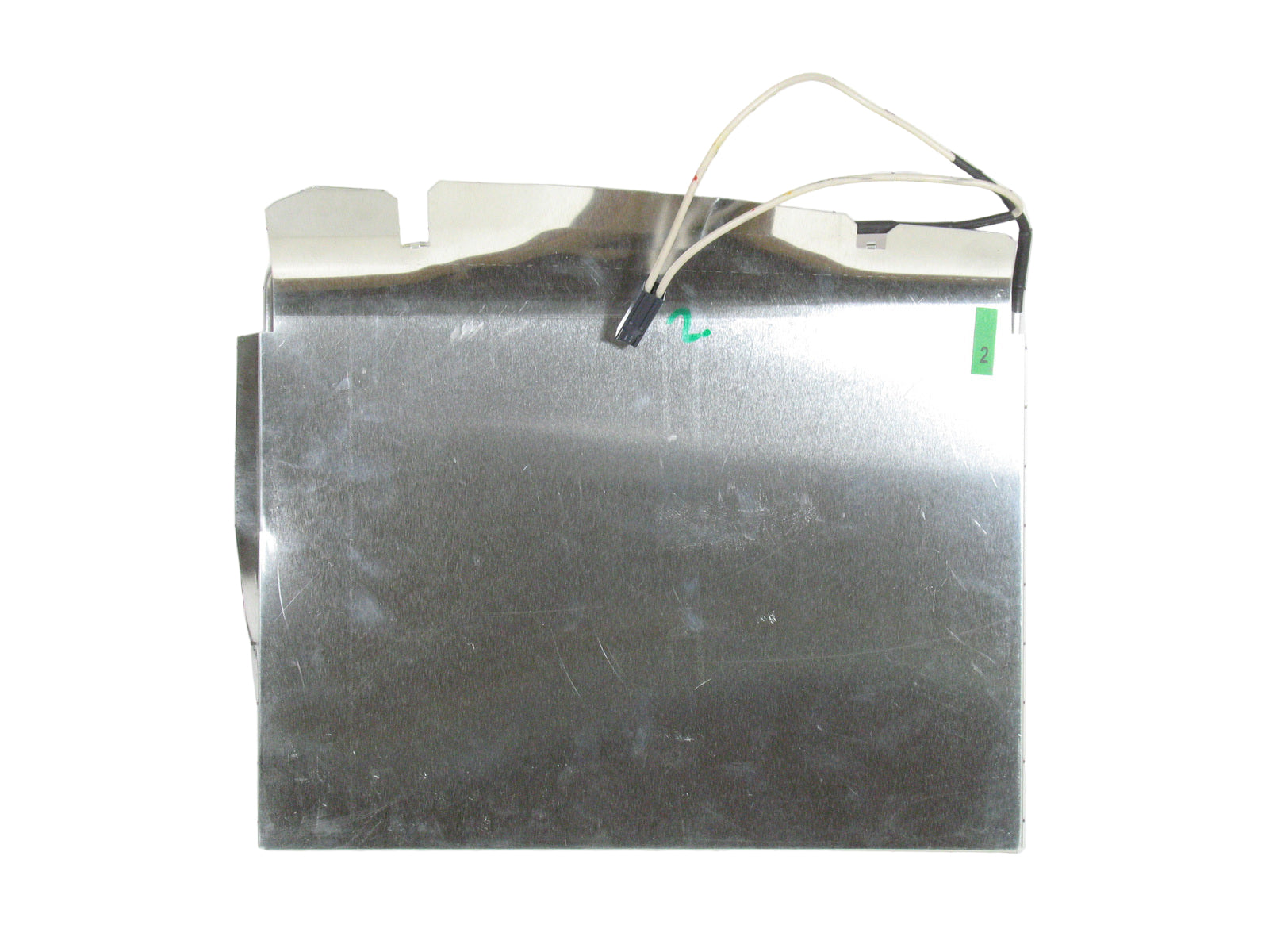 Metallic rectangular component on a grid background