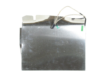 Metallic rectangular component on a grid background