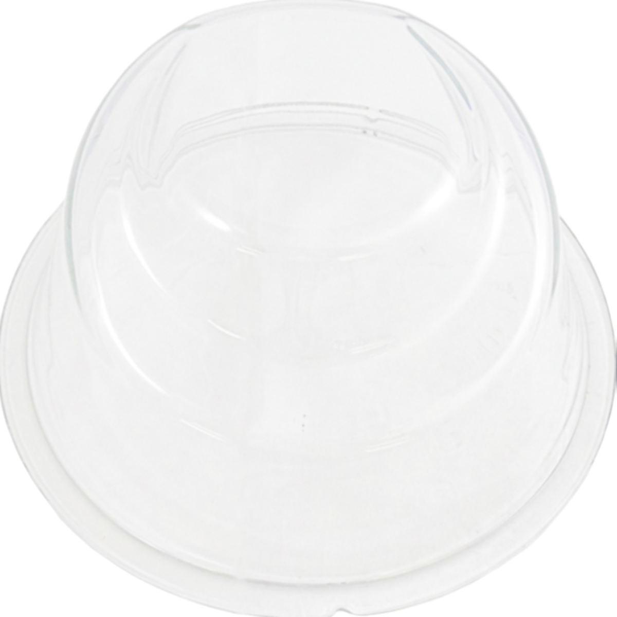 Clear plastic dome lid on a white background
