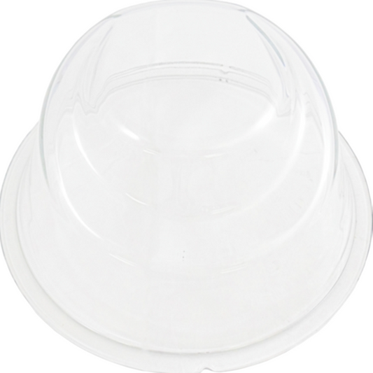 Clear plastic dome lid on a white background