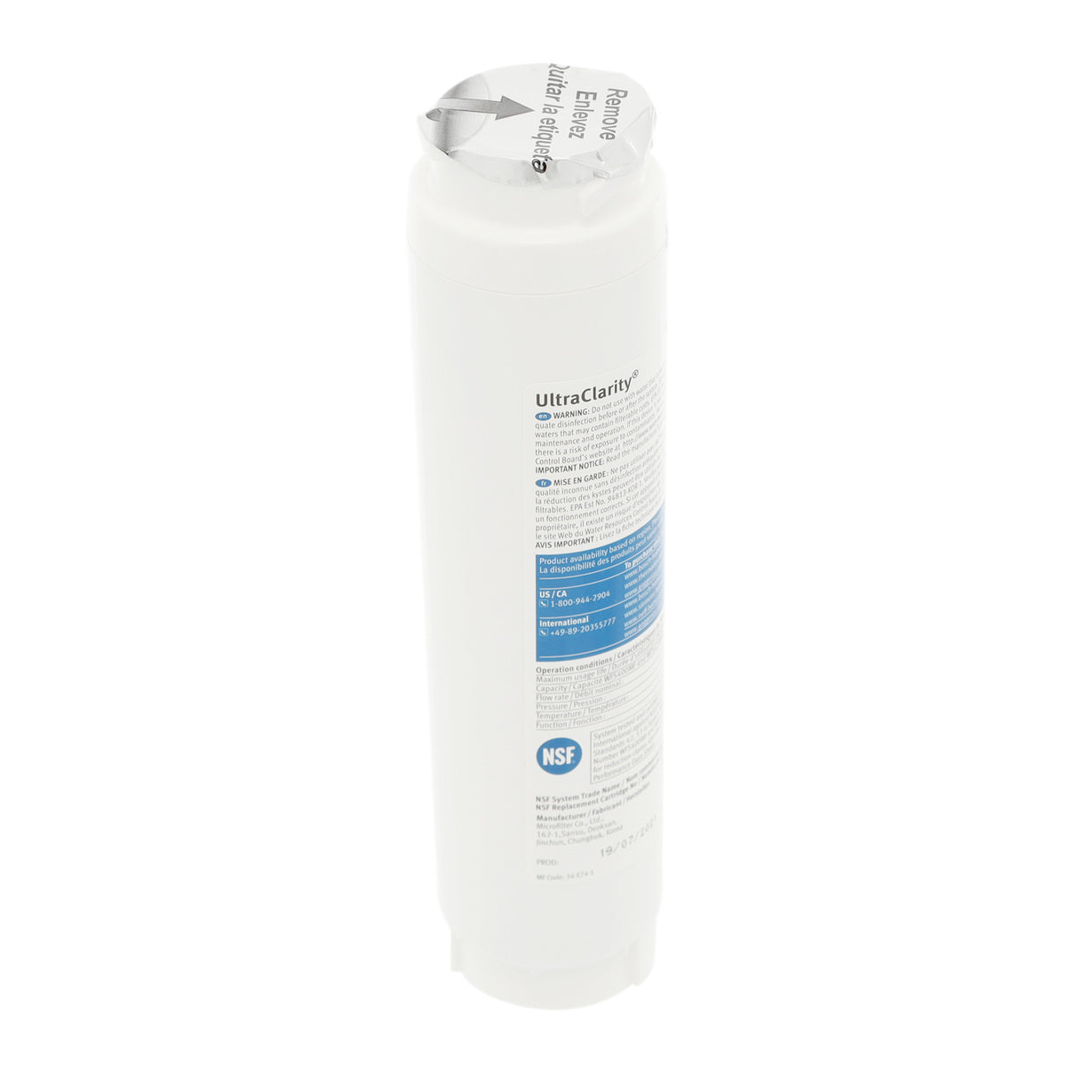 11034152 Bosch UltraClarity Refrigerator Water Filter, BORPLFTR10, RA450010, REPLFLTR10