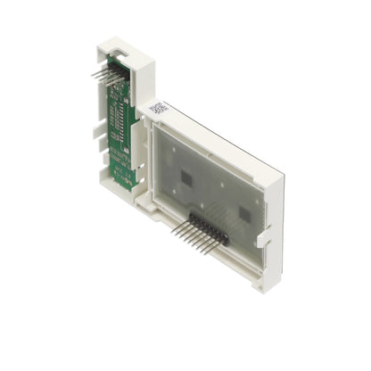 Electronic module with connectors on a white background