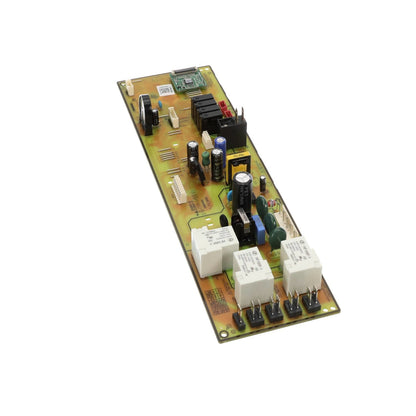 Electronic circuit board with various components on a white background