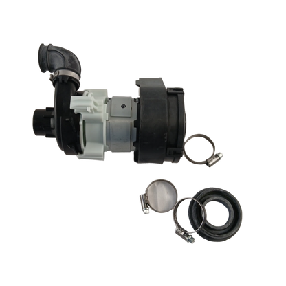 Mechanical pump assembly with various components on a white background