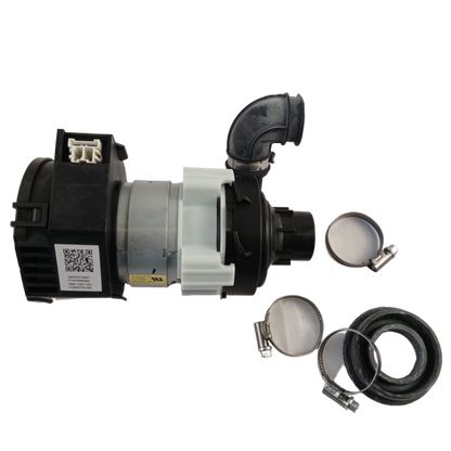 Mechanical pump assembly with various components on a white background