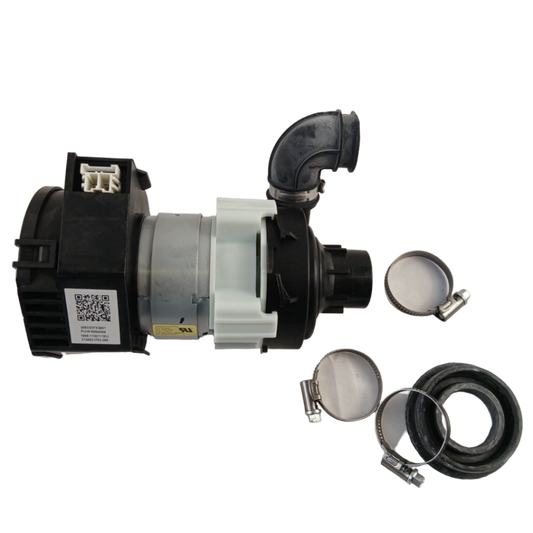 Mechanical pump assembly with various components on a white background