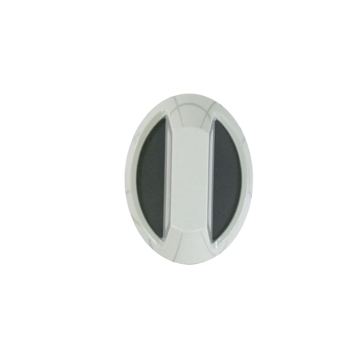 Round metallic component on a grid background