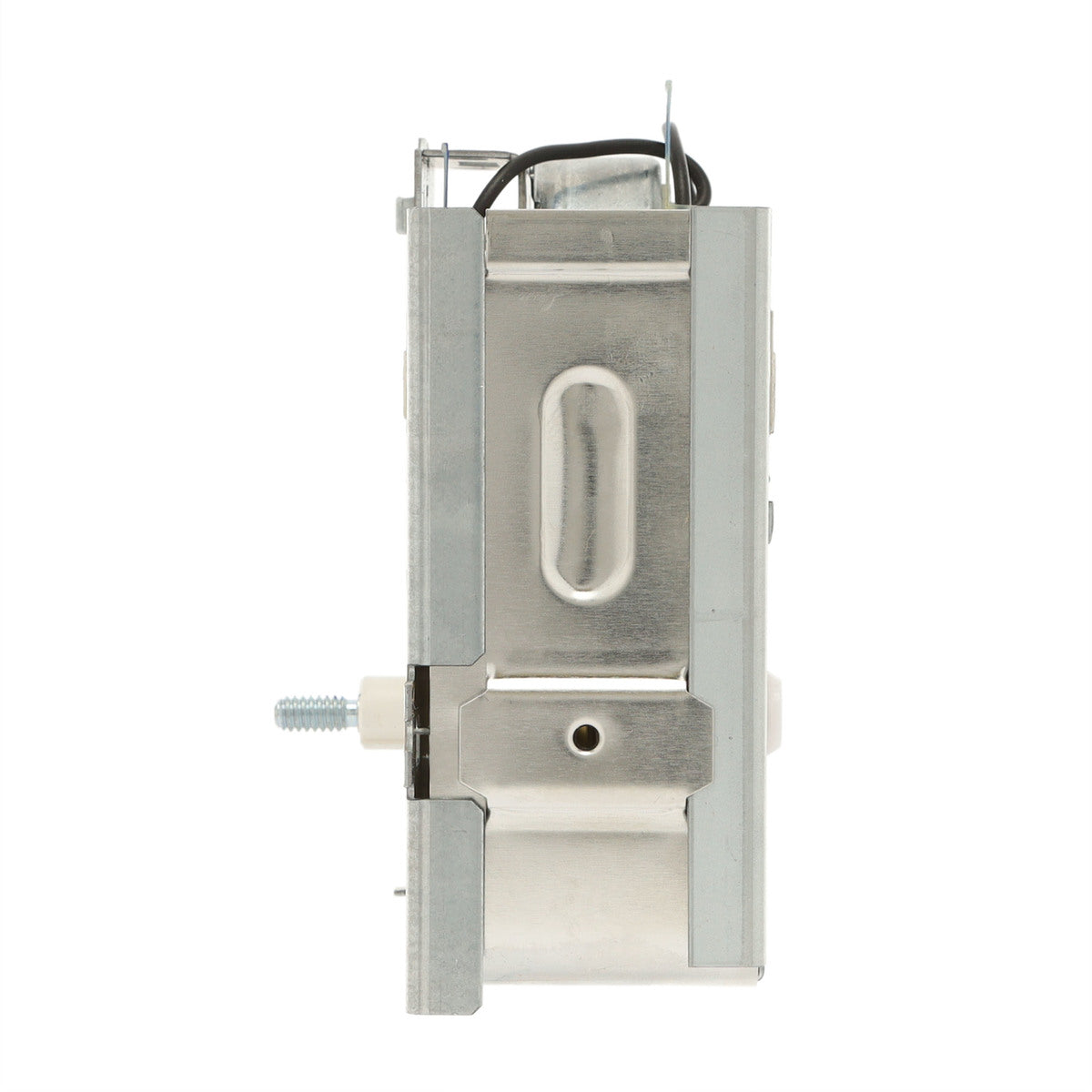 Metal door lock mechanism on a white background