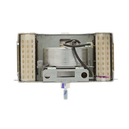 Mechanical component with metal parts and wiring on a white background