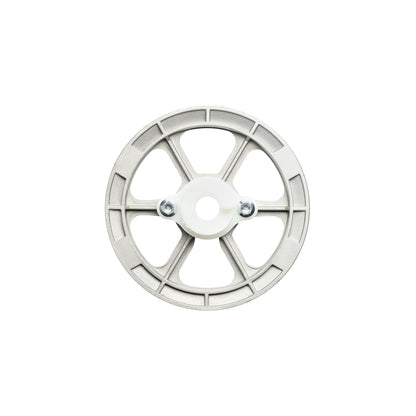Metallic wheel or gear on a white background