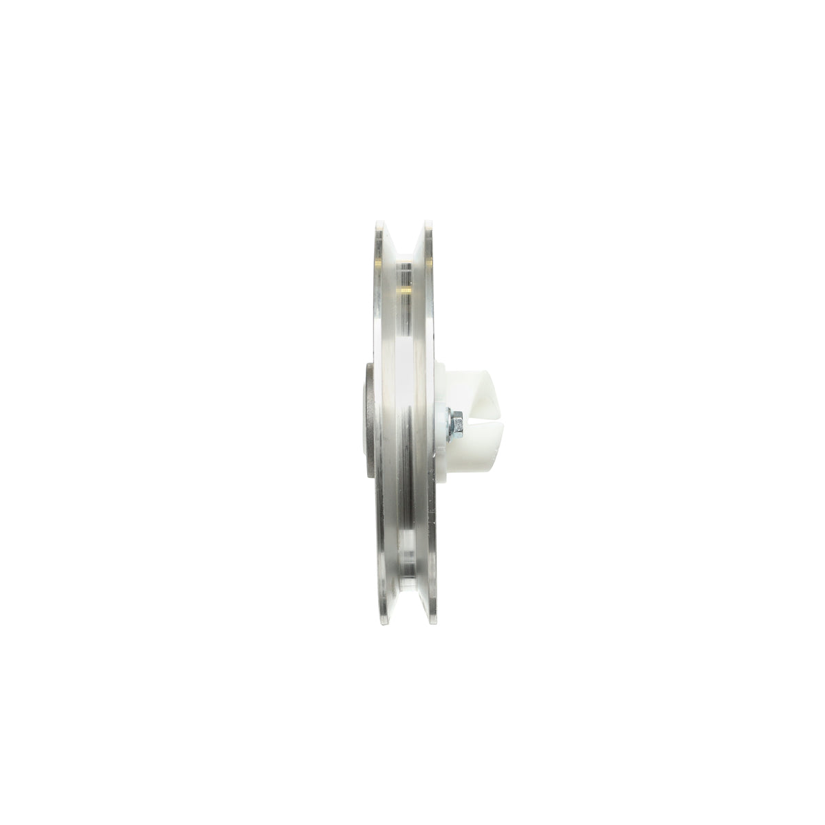 White pulley wheel on a white background