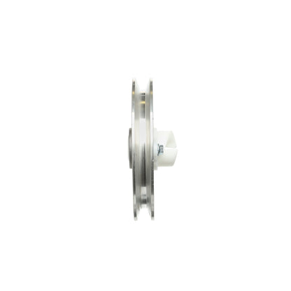 White pulley wheel on a white background
