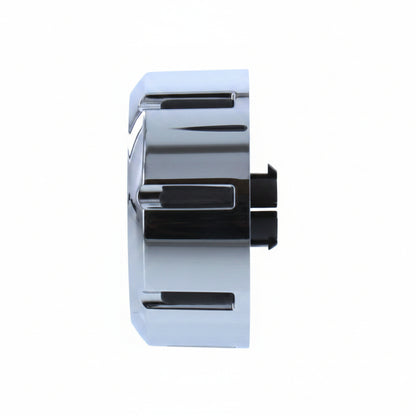 Chrome toilet paper holder on a white background