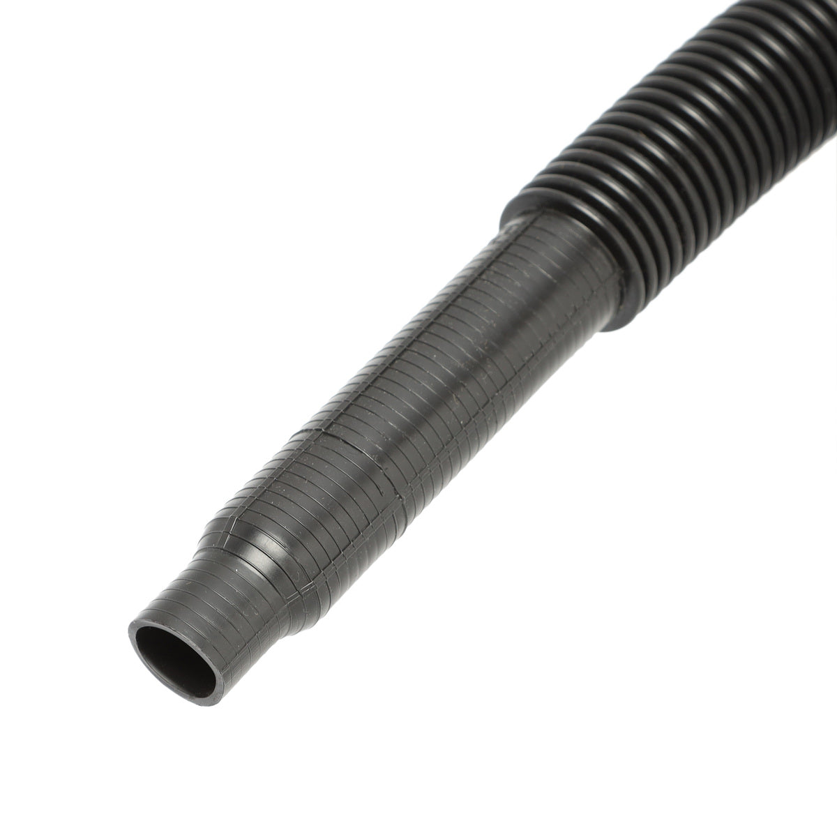 Black flexible hose on a white background