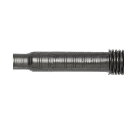 Metallic cylindrical object with threaded end on a white background