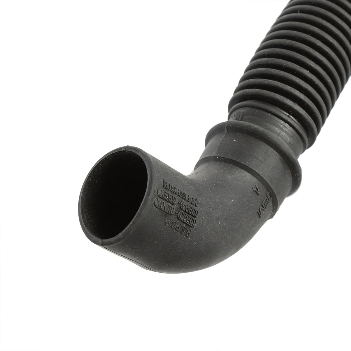 Black rubber hose elbow on a white background