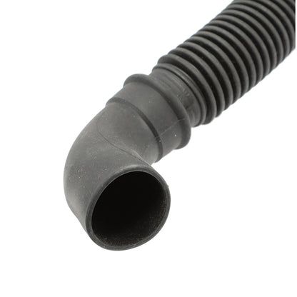 Black rubber hose with corrugated design on a white background
