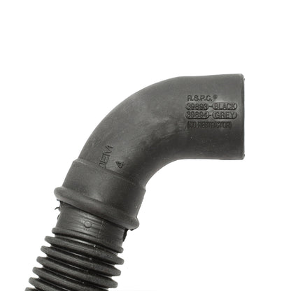 Black rubber hose fitting on a white background