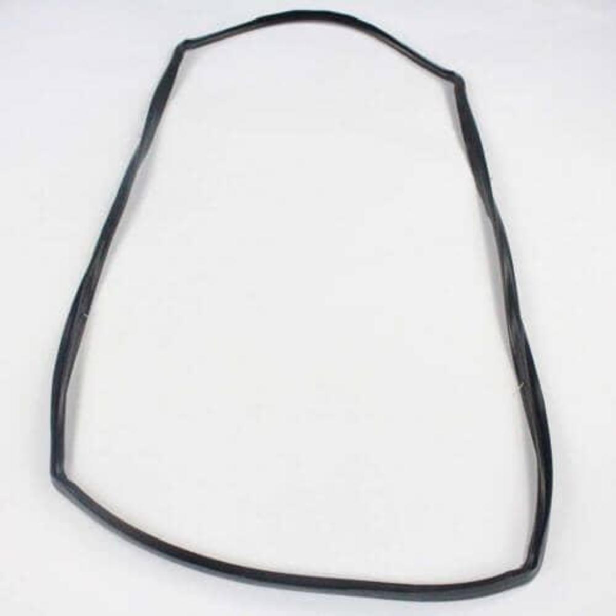 Black rubber gasket on a white background