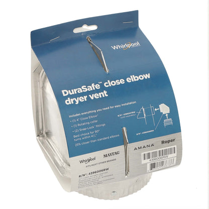 Whirlpool 4396006RW Elbow Close Aluminum 4 in.